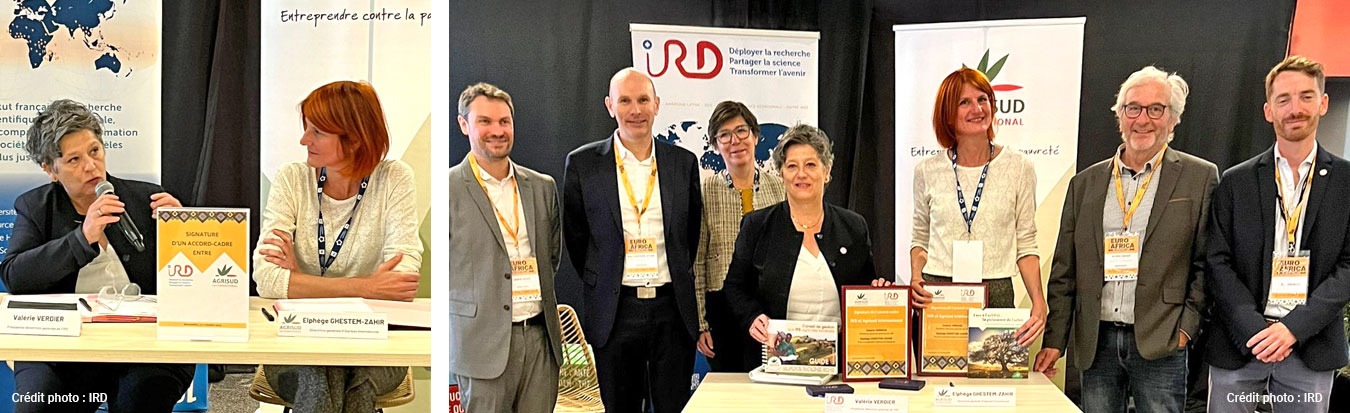 Photo signature partenariat Agrisud-IRD par les 2 directrices générales