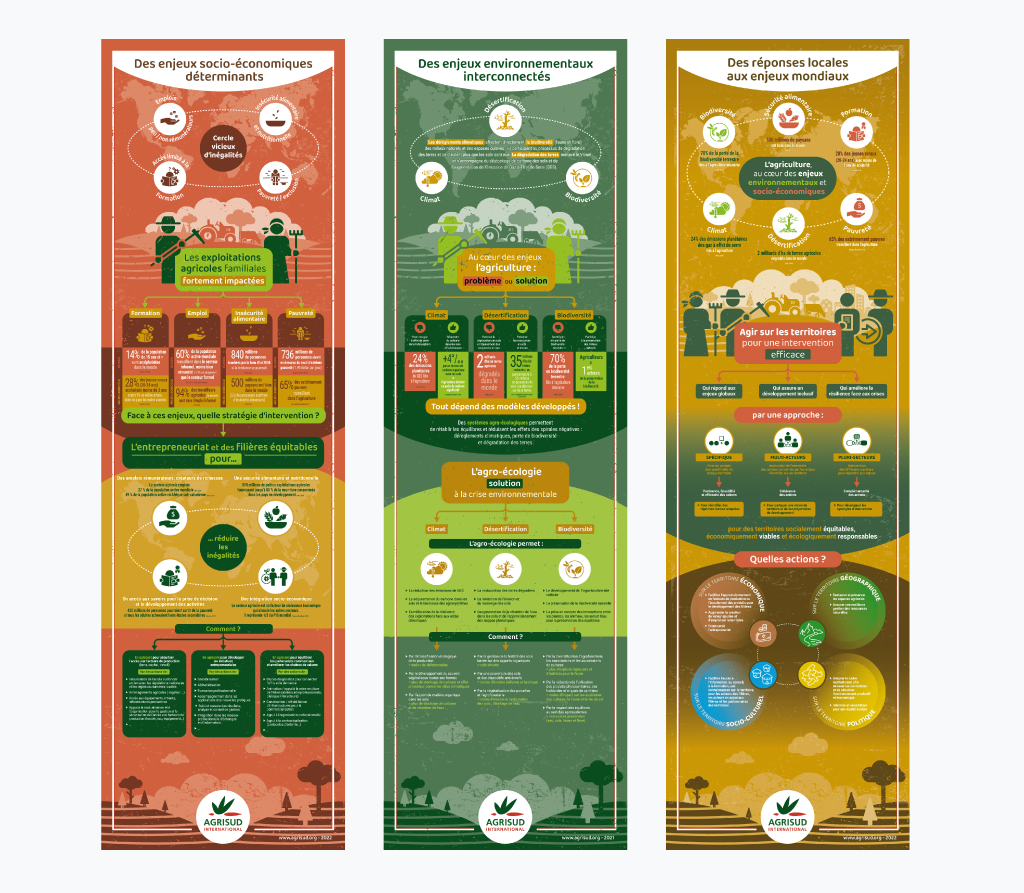 Démarche d'Agrisud en 3 infographies